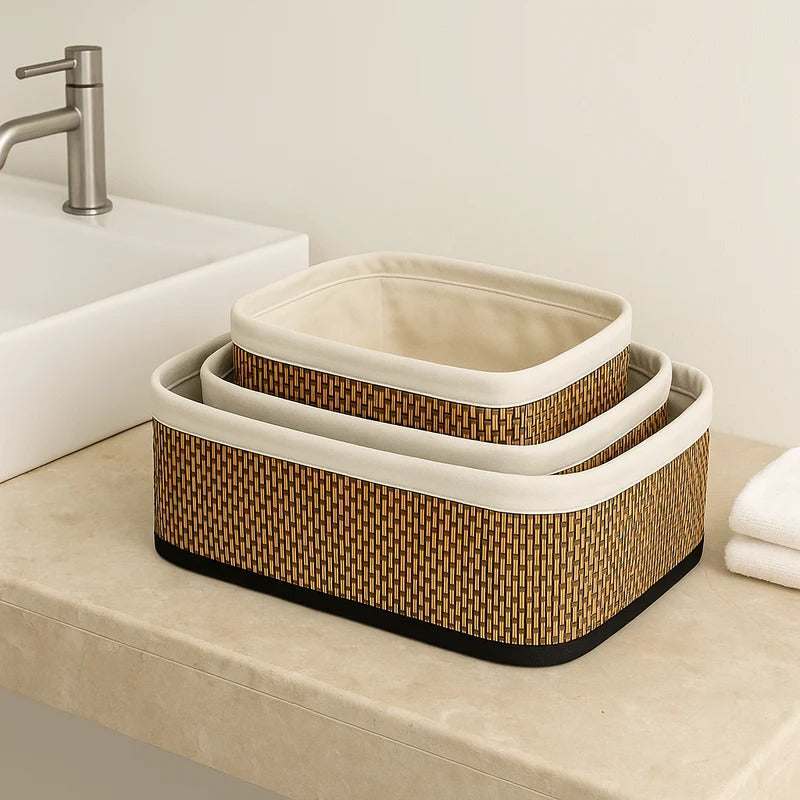 Premium 3-Piece Bamboo Nesting Basket Set – Natural Storage Solution