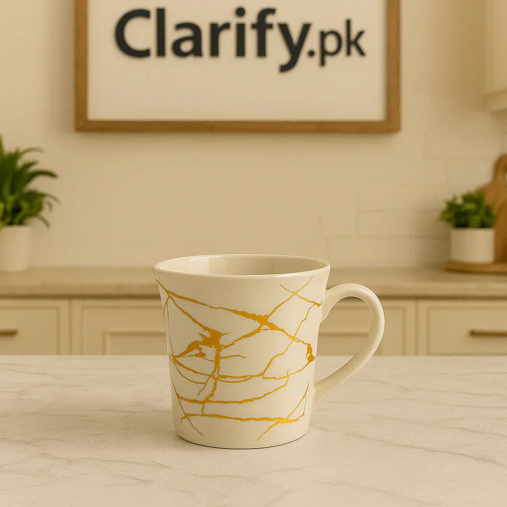 White & Gold Marble Mug – Elegant Ceramic Drinkware