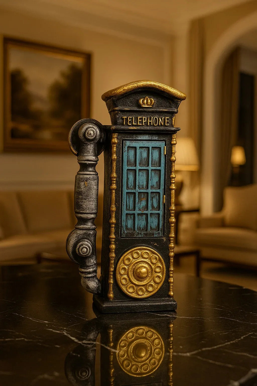 Vintage Telephone Booth Table Decor – Classic Retro Home Accent