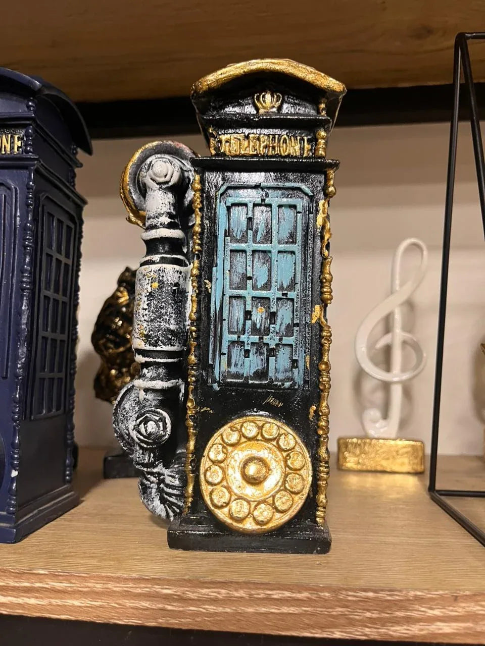 Vintage Telephone Booth Table Decor – Classic Retro Home Accent