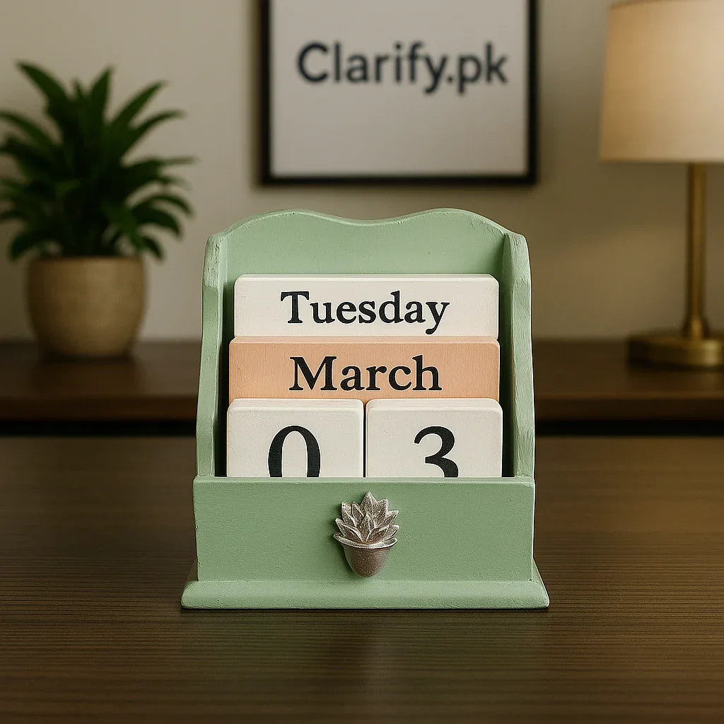 Wooden Desk Calendar – Reusable Vintage Style