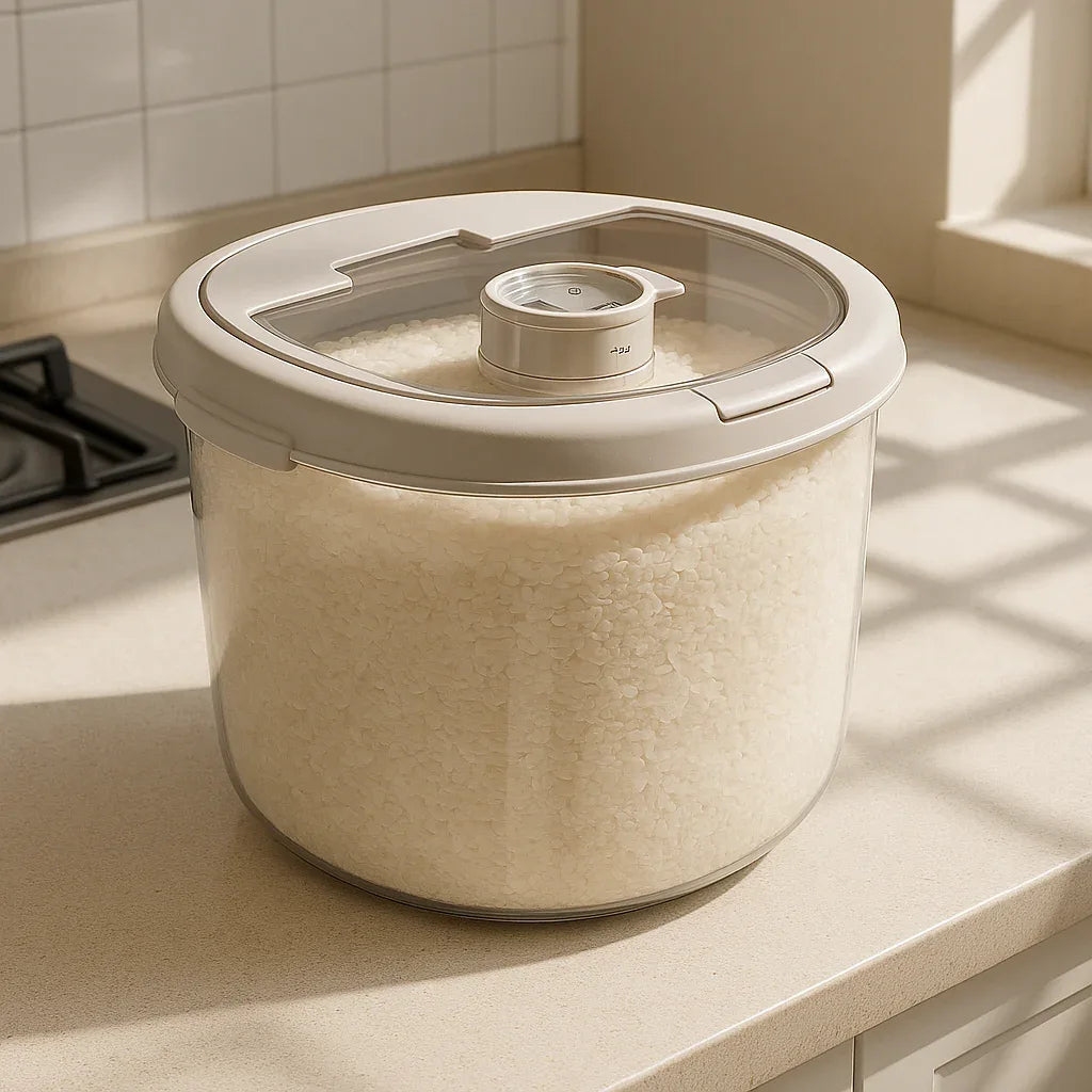 Round Airtight Rice Storage Container – Transparent