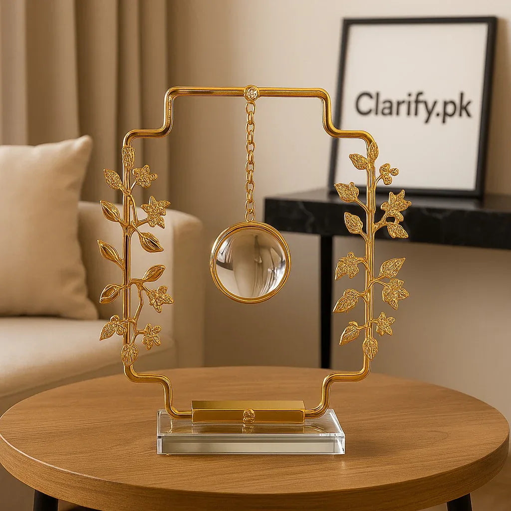 Elegant Gold Leaf Crystal Hanging Table Decor