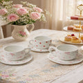 Aesthetic Ribbon Ceramic Cup & Saucer - Random Design (each)