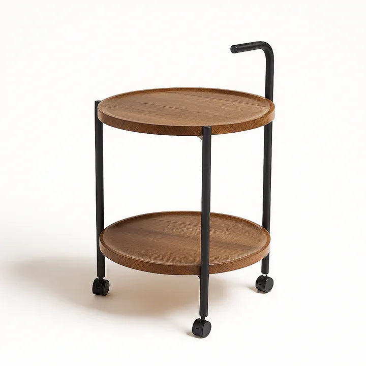 Premium 2-Tier Wooden Serving Trolley