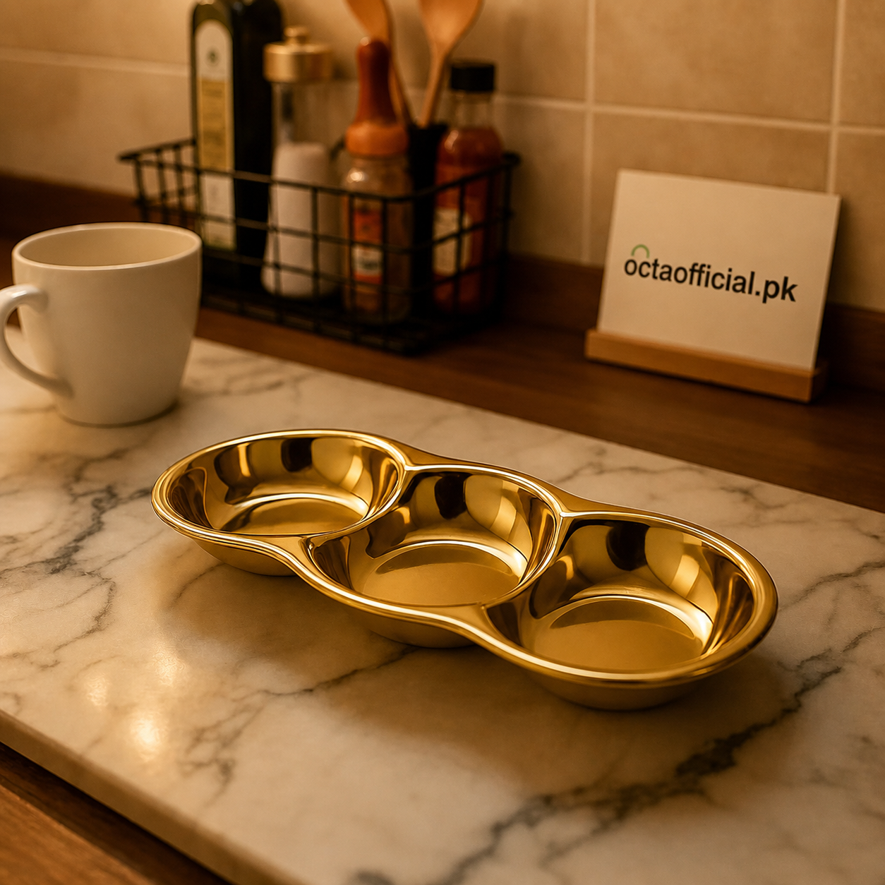 3-Position Stainless Steel Tray – Multi-Compartment Serving Dish
