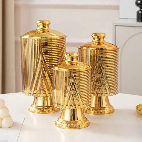Luxury Golden Kitchen Storage Jar Set – 3 PCS