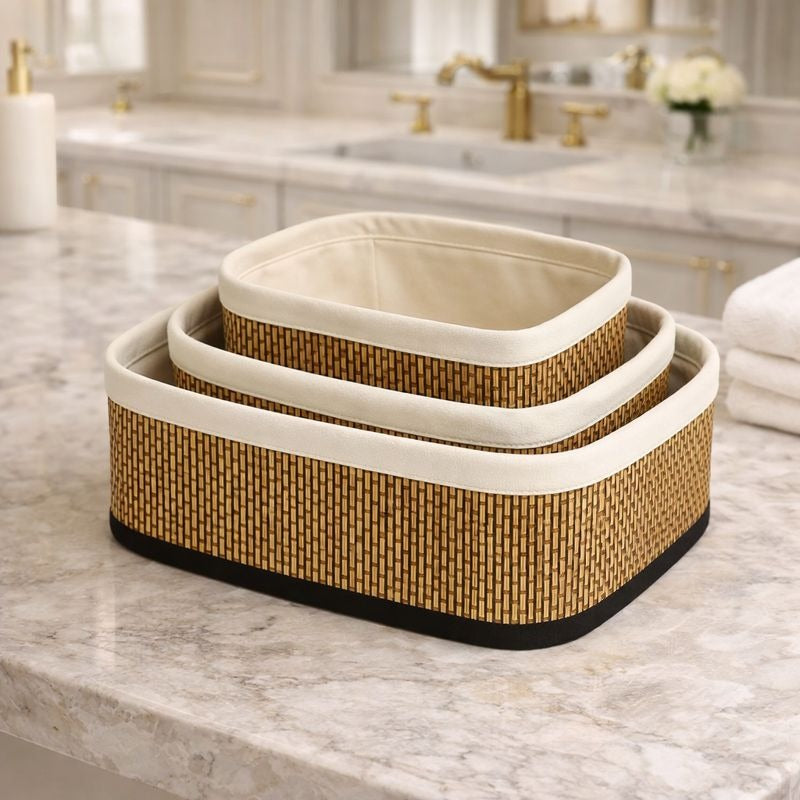 Premium 3-Piece Bamboo Nesting Basket Set – Natural Storage Solution