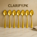 Pack of 6 Golden Dessert Spoons – Elegant Stainless Steel Cutlery
