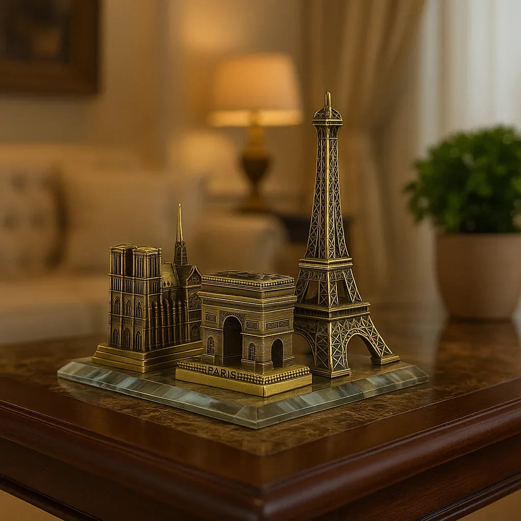 Metal Eiffel Tower Statue – Paris Themed Bronze Showpiece