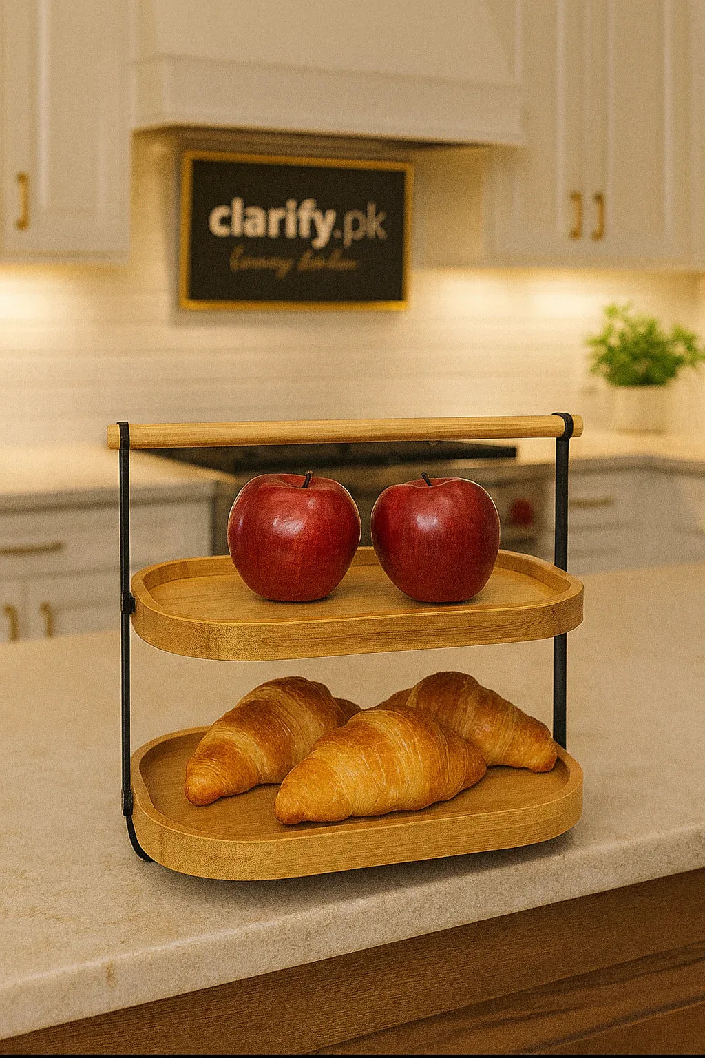 Premium 2-Tier Bamboo Kitchen Stand