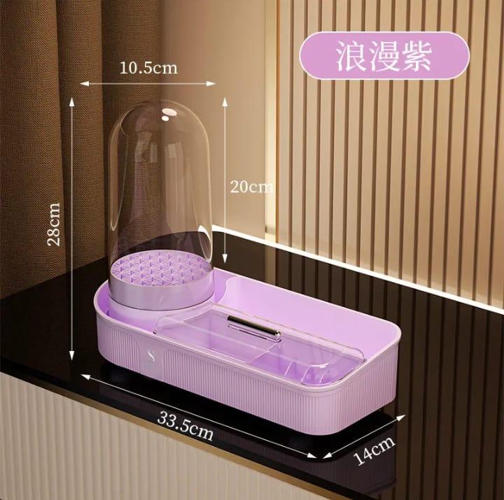 360° Rotating Makeup Organizer – Large Capacity Beige Cosmetic Storage Rack