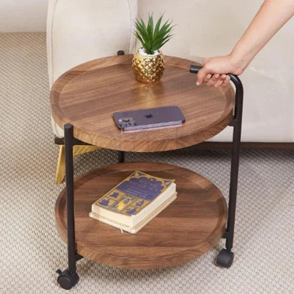 Premium 2-Tier Wooden Serving Trolley