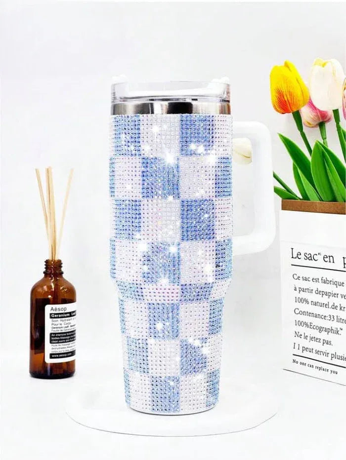 Premium 1200ml Rhinestone Tumbler with Handle & Straw