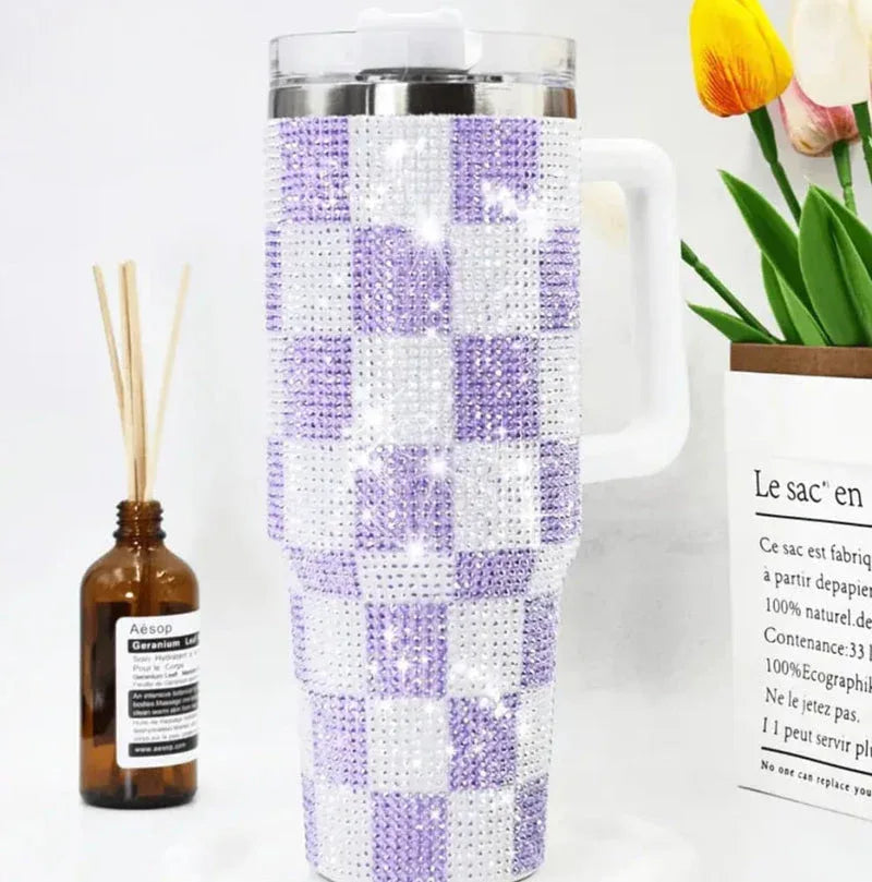Premium 1200ml Rhinestone Tumbler with Handle & Straw