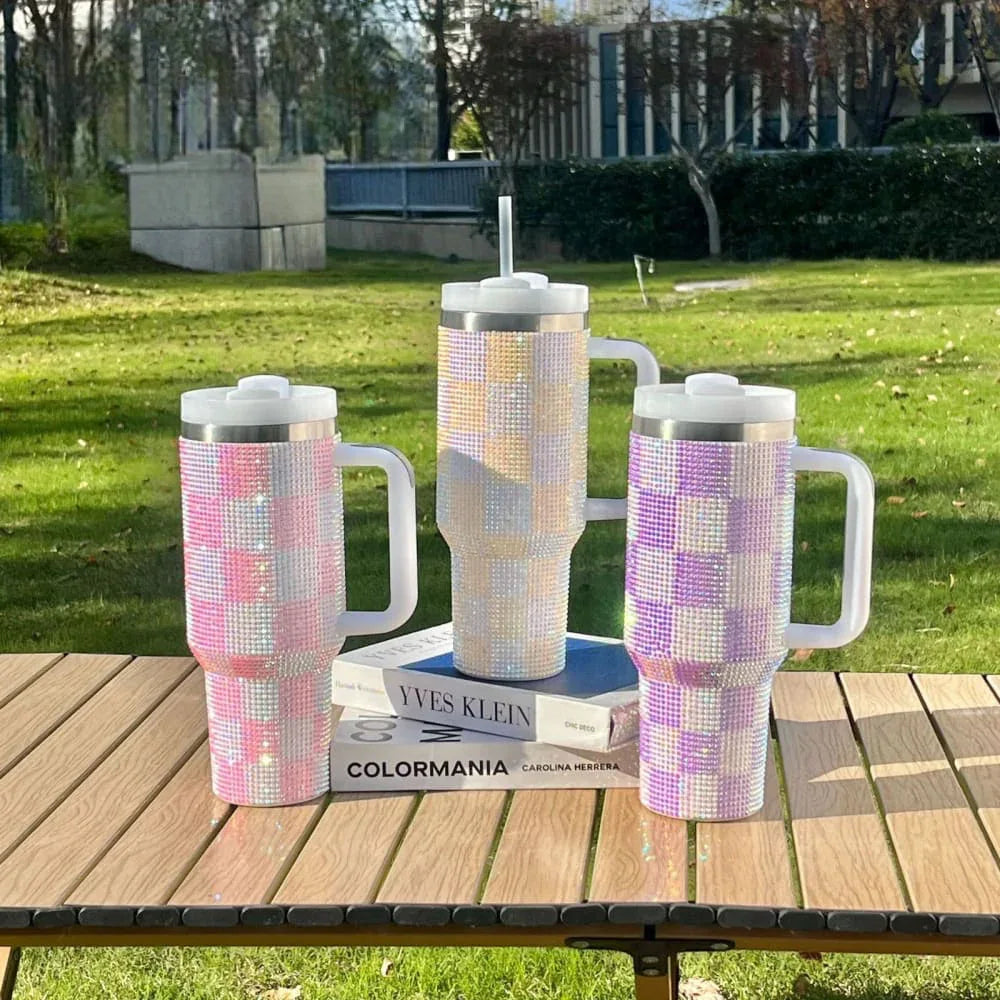 Premium 1200ml Rhinestone Tumbler with Handle & Straw