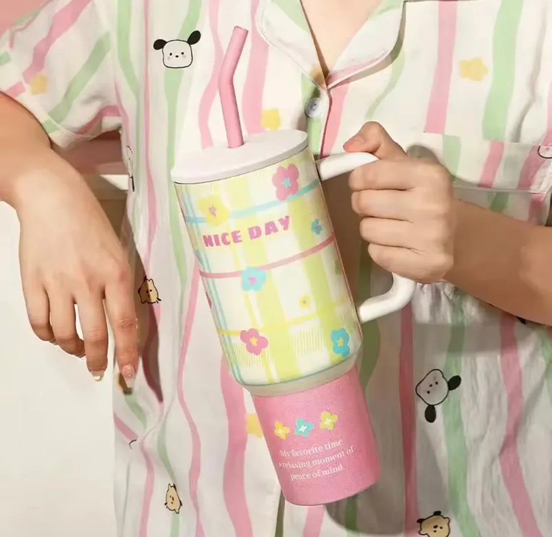 1200ml printed Stainless Steel Tumbler with Straw