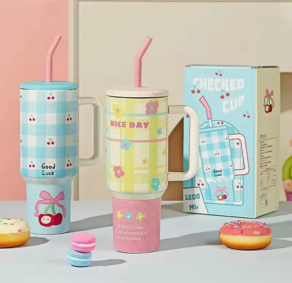 1200ml printed Stainless Steel Tumbler with Straw