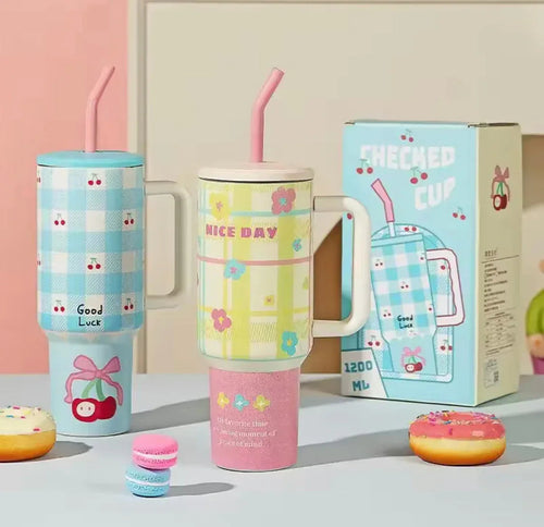 1200ml printed Stainless Steel Tumbler with Straw