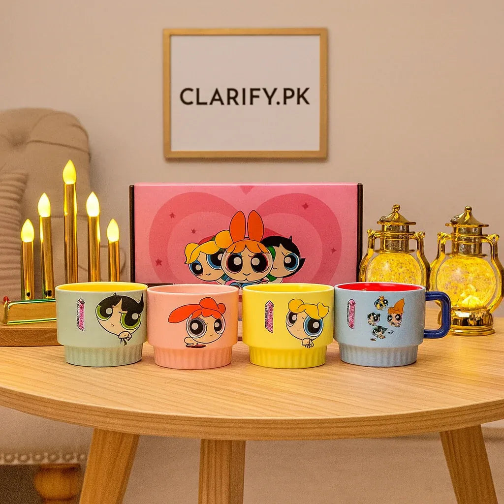 4pcs Powerpuff Girls Cups – Cartoon Printed Drinking Set