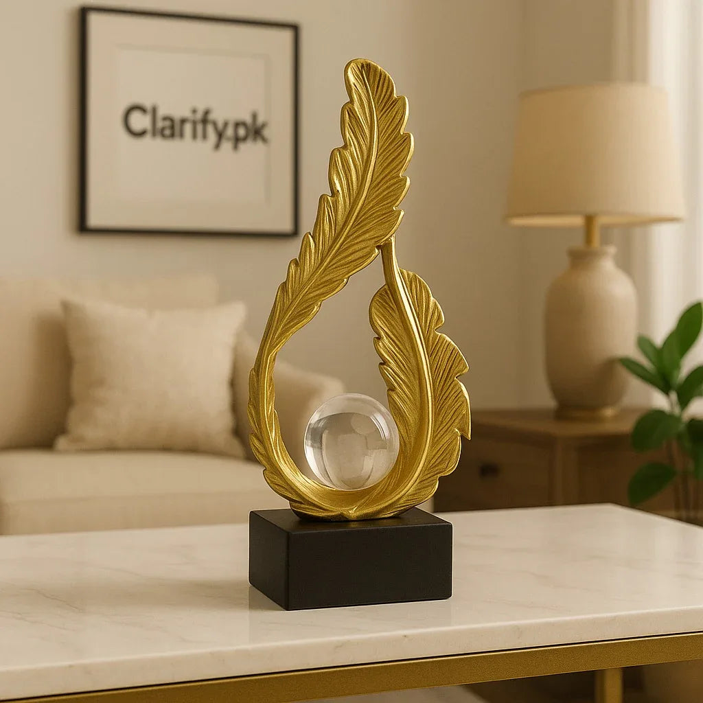 Luxury Golden Leaf Table Decor with Crystal Ball