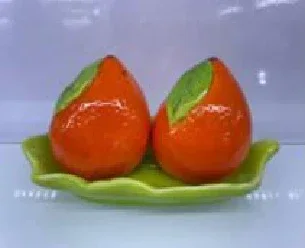 Orange Shape Ceramic Salt & Pepper Shakers with Tray – Cute Kitchen Set