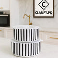Lines Design Ceramic Food Storage Bowl with Lid