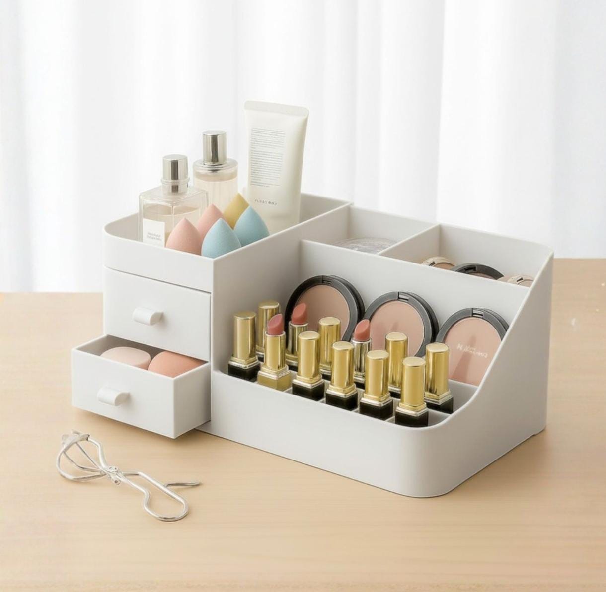 Multipurpose Desktop Makeup Organizer - Luxury Skincare & Cosmetic Storage with Drawers