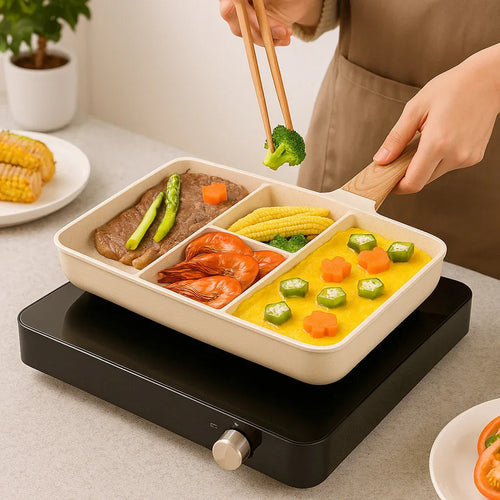 4-Compartment Frying Pan – Multi-Section Non-Stick Skillet