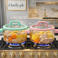 Premium Borosilicate Glass Soup Pot 1800ml with Silicone Handles
