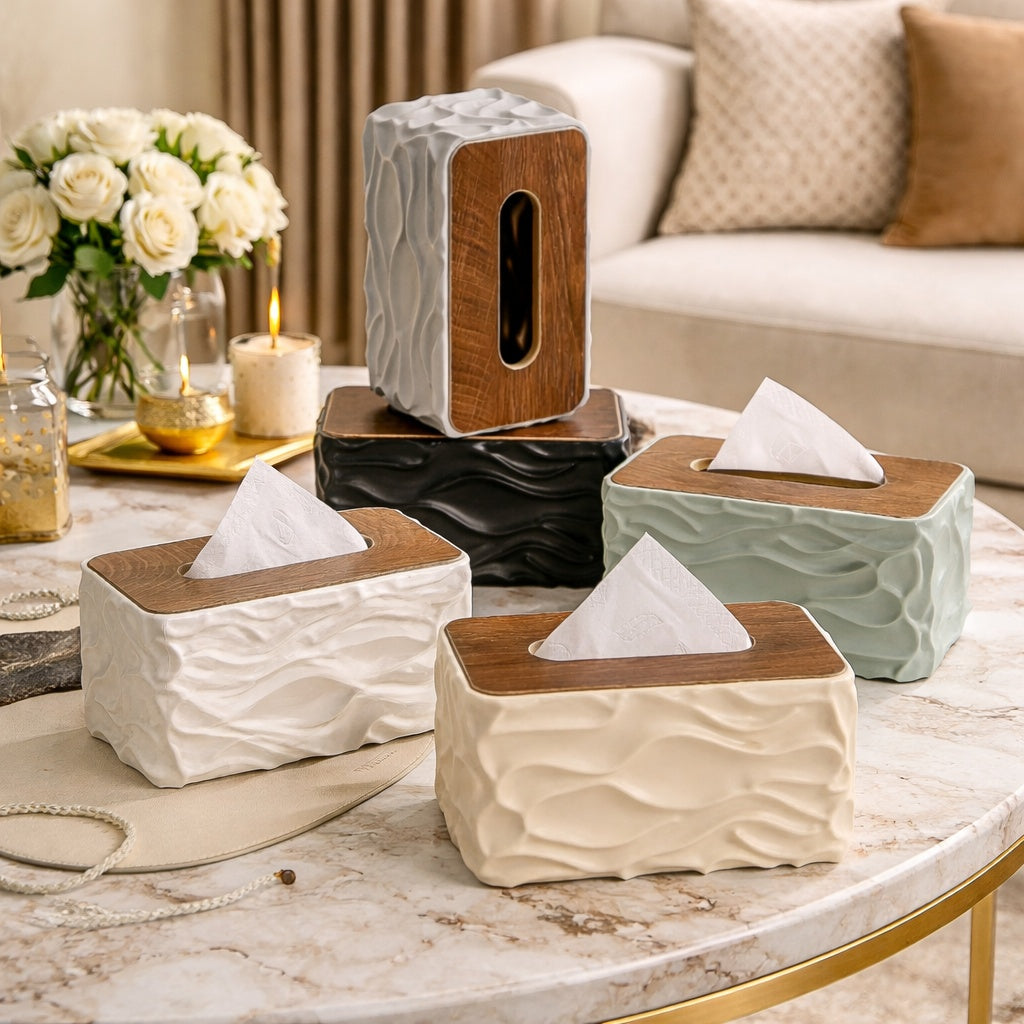 Ocean Wave Tissue Box – Ripple-Textured Luxury Edition