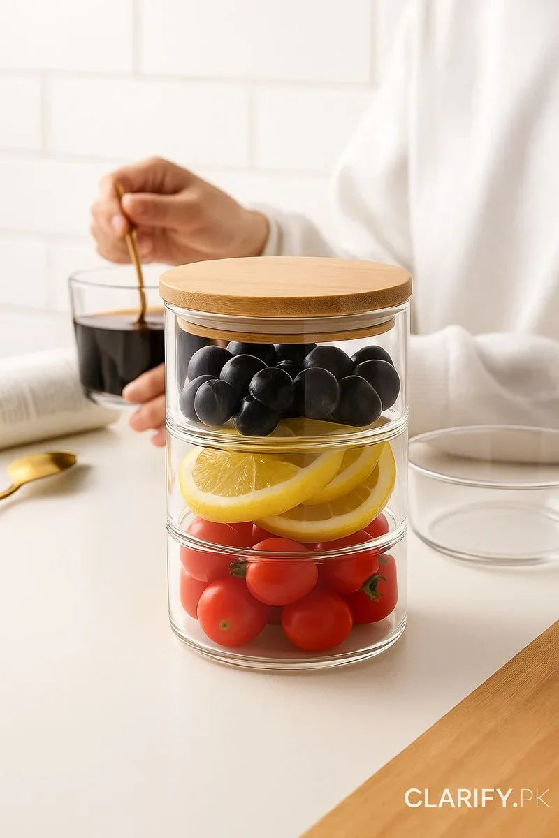 3-Layer Glass Food Container – Airtight Meal Storage