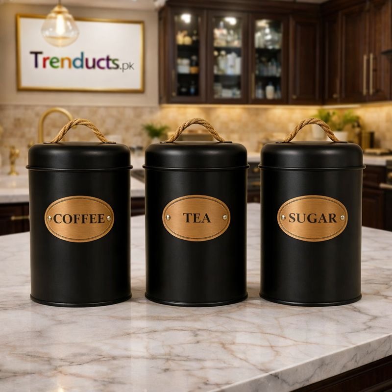Rustic 3-Piece Kitchen Canister Set – Vintage Coffee, Tea, & Sugar Storage