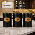 Rustic 3-Piece Kitchen Canister Set – Vintage Coffee, Tea, & Sugar Storage