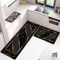 Charcoal & Gold Mandala Napa Leather Anti-Slip Runner Set (2 Pcs)