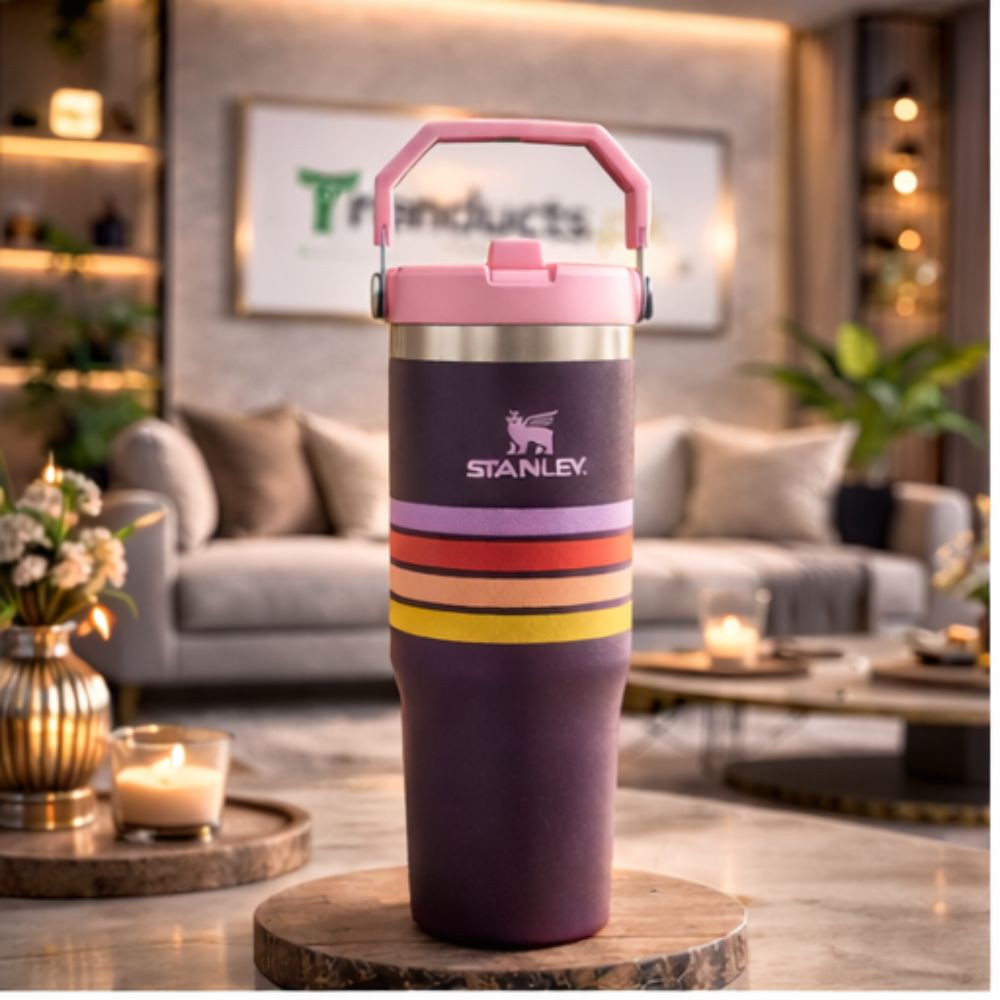Stanley IceFlow Flip Straw Tumbler – 30oz Plum Stripe
