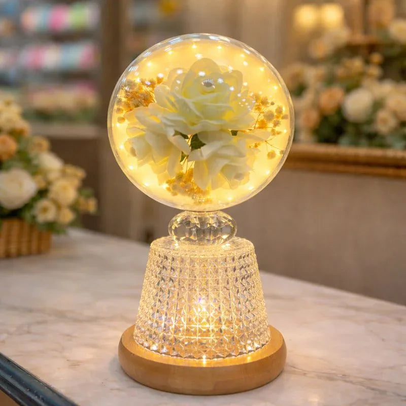 Crystal Rose LED Table Lamp – Romantic Decor