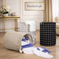 Foldable Cotton Linen Laundry Basket - Waterproof Toy & Clothes Storage (Each)