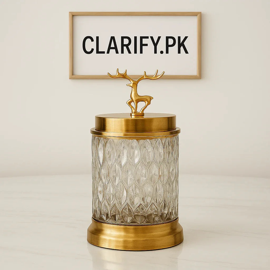 Golden Deer Lid Glass Jar – Premium Candy & Dry Fruit Storage