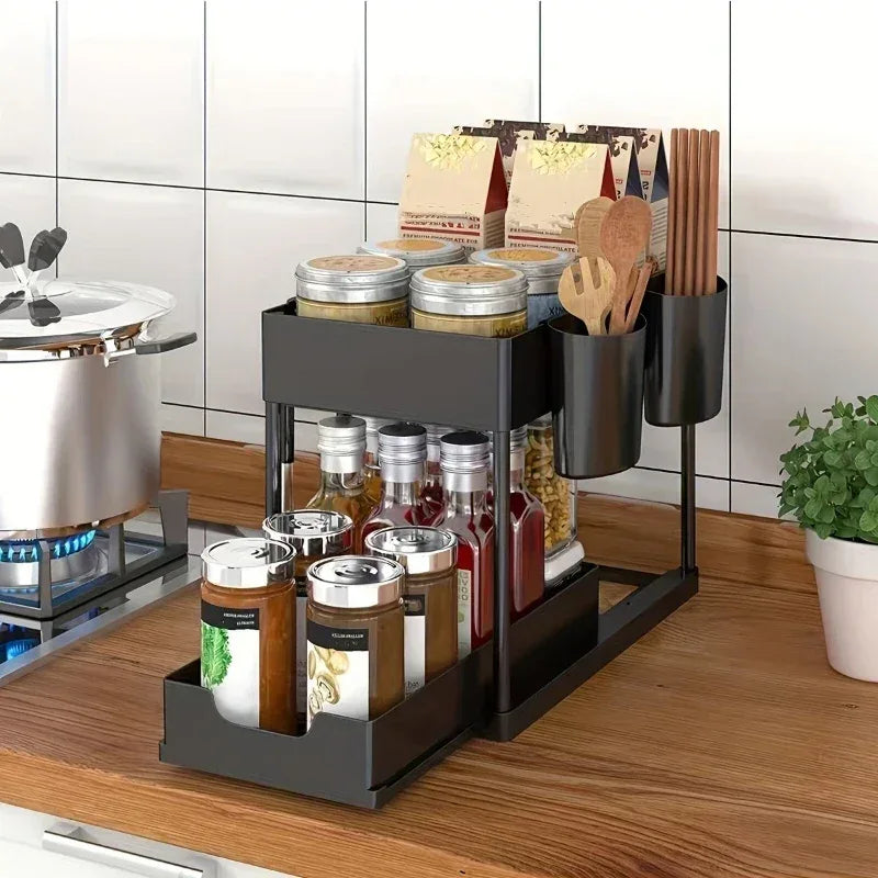 2 Tier Kitchen Organizer with Utensil Holders