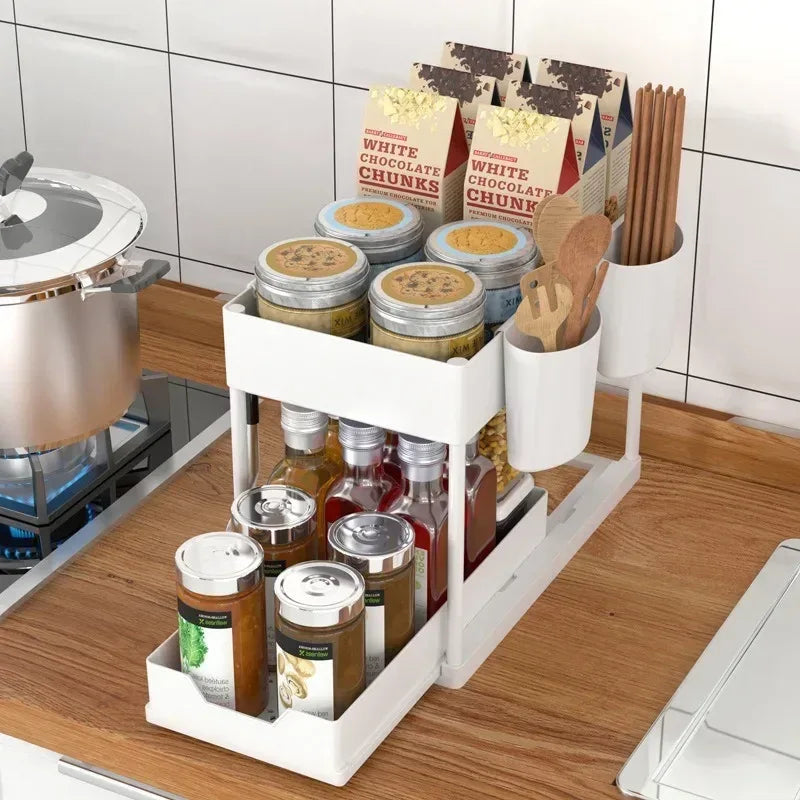 2 Tier Kitchen Organizer with Utensil Holders
