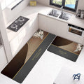 Geometric Floral Napa Leather Anti-Slip Runner Set (2 Pcs)
