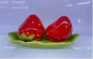 Strawberry Shape Ceramic Salt & Pepper Shakers with Tray – Cute Kitchen Table Set