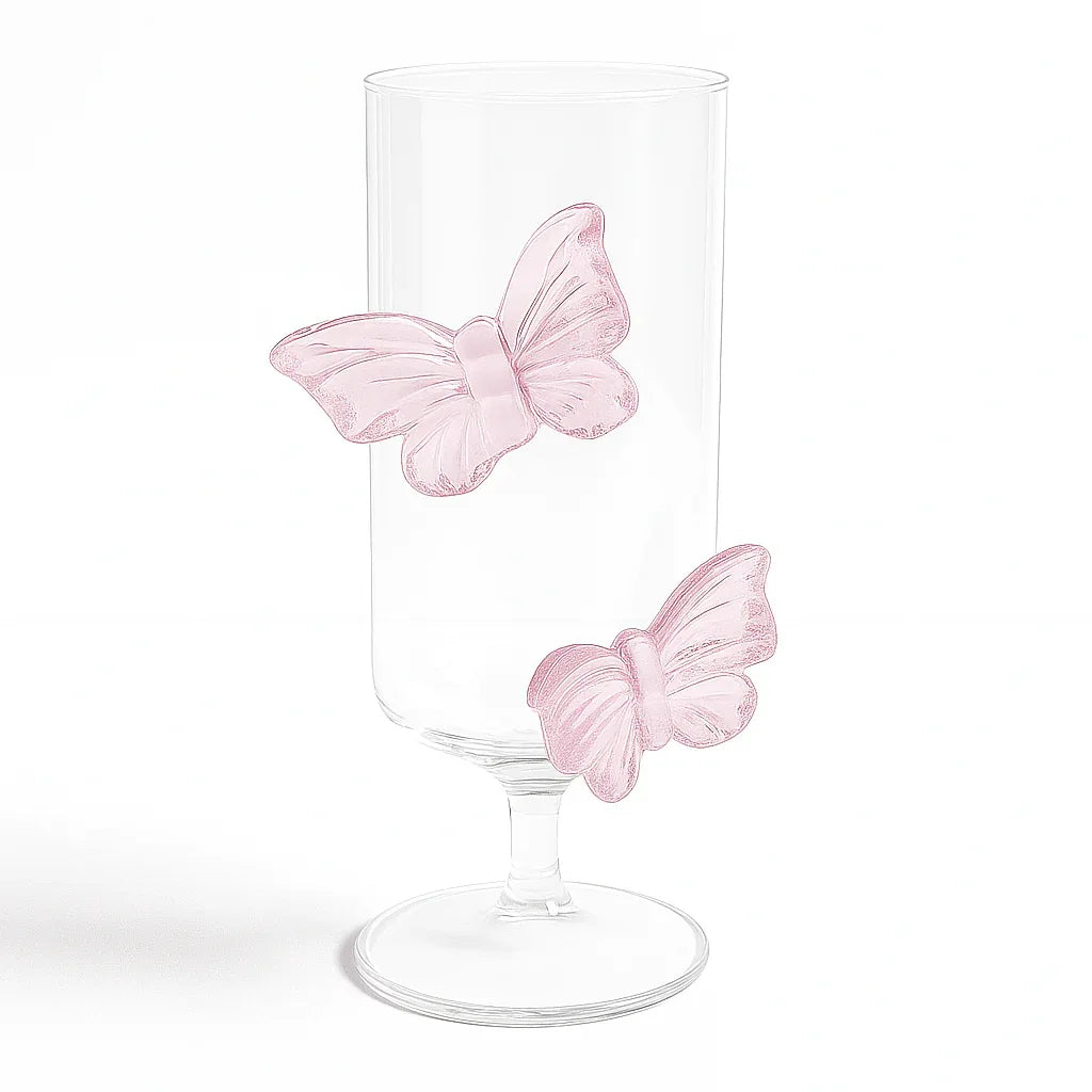 Pink Bow Flutter Glass – Elegant Drinkware