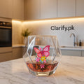 Butterfly Floral Double Wall Glass Cup – Elegant Heat-Resistant Mug
