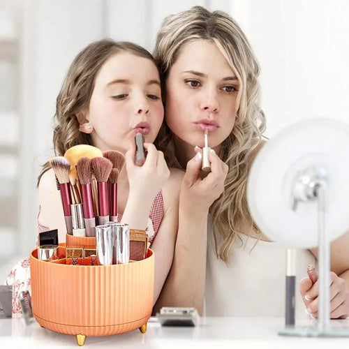 360° Rotating Makeup Brush Organizer - Stylish Desktop Storage Solution