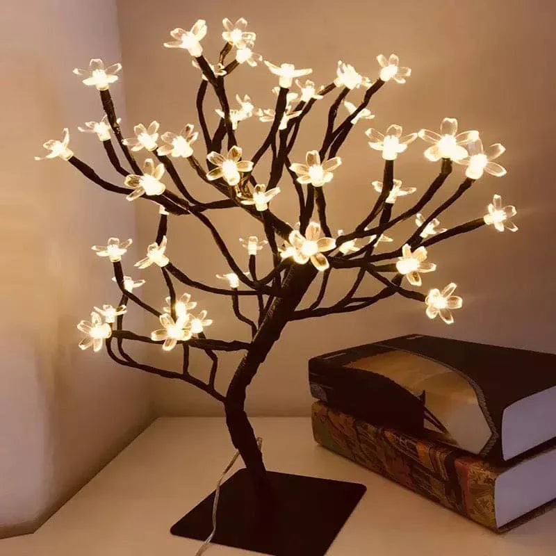24 LED Night Light Table Lamp with Floral Design