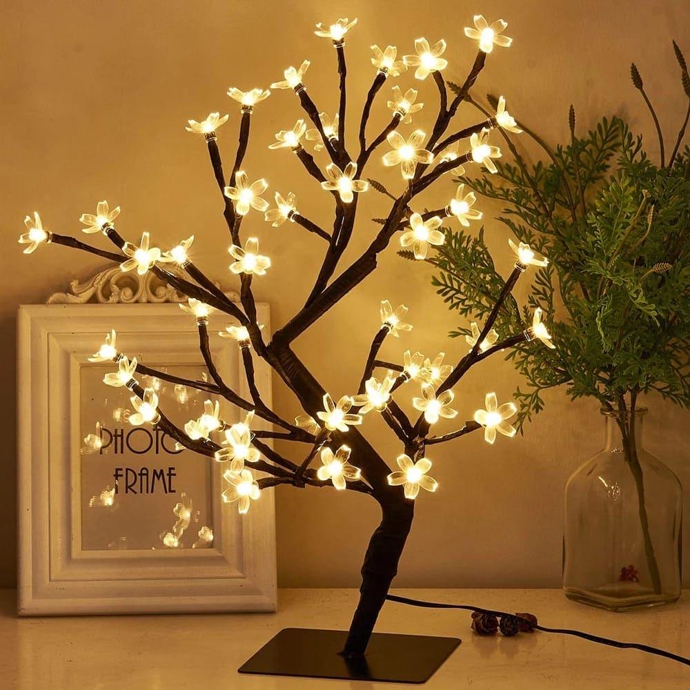 24 LED Night Light Table Lamp with Floral Design