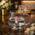 Elegant Rose Design Double-Walled Glass Mug