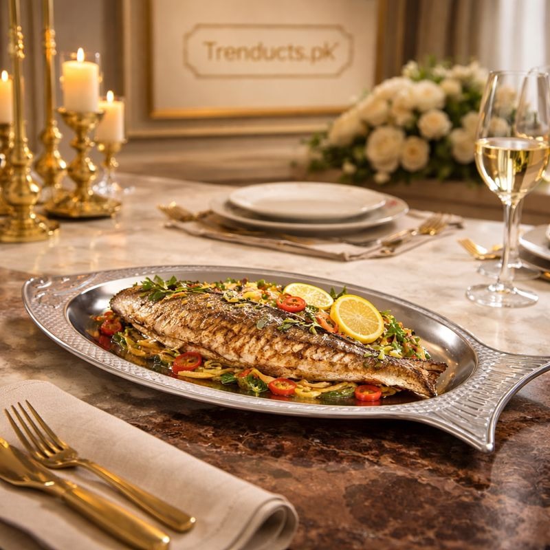 Stainless Steel Fish Serving Plate 40×25cm